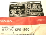 FES Aufkleber / Label Reifeninfo,87505KFG860